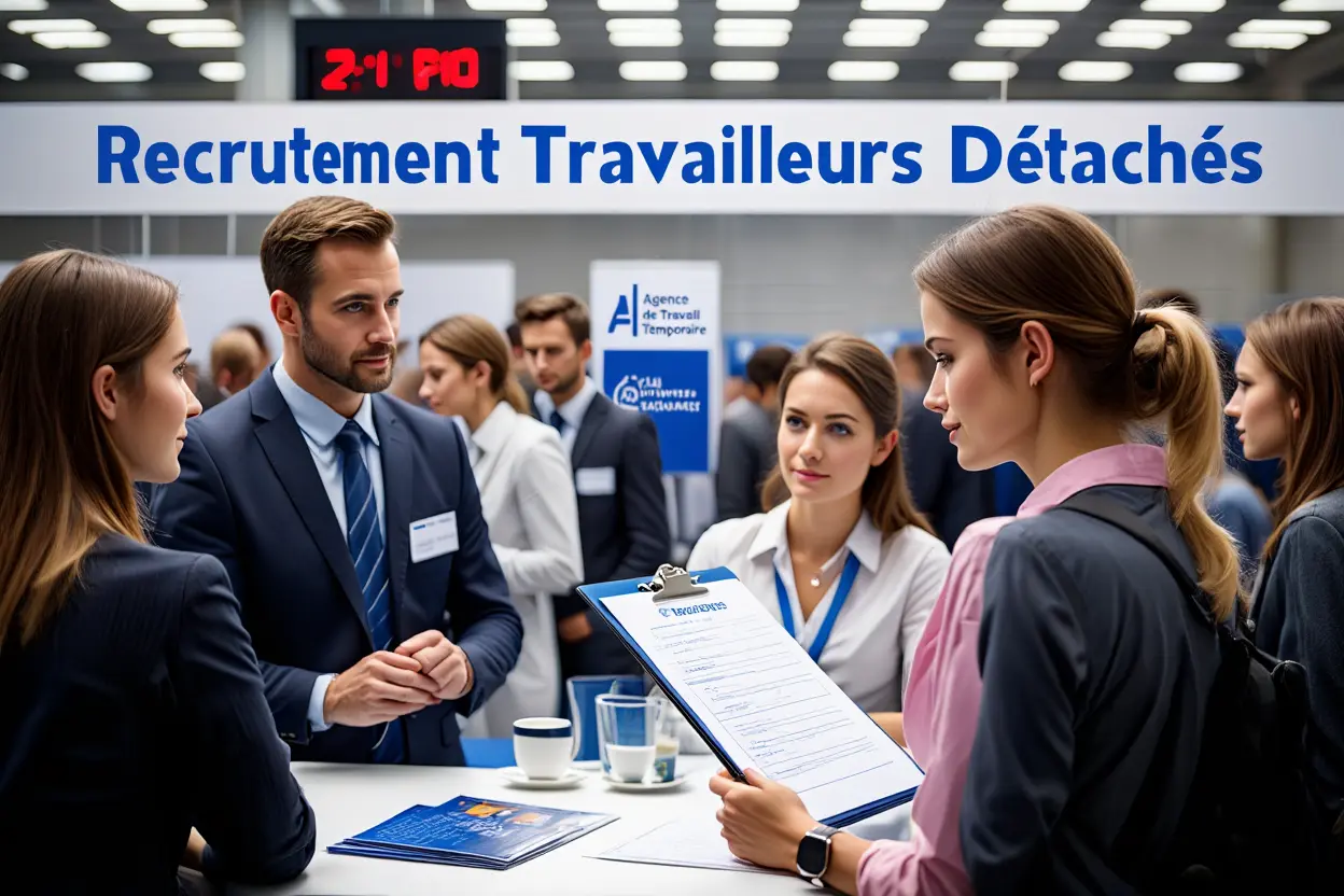 Équipe de travailleurs détachés roumains sur chantier