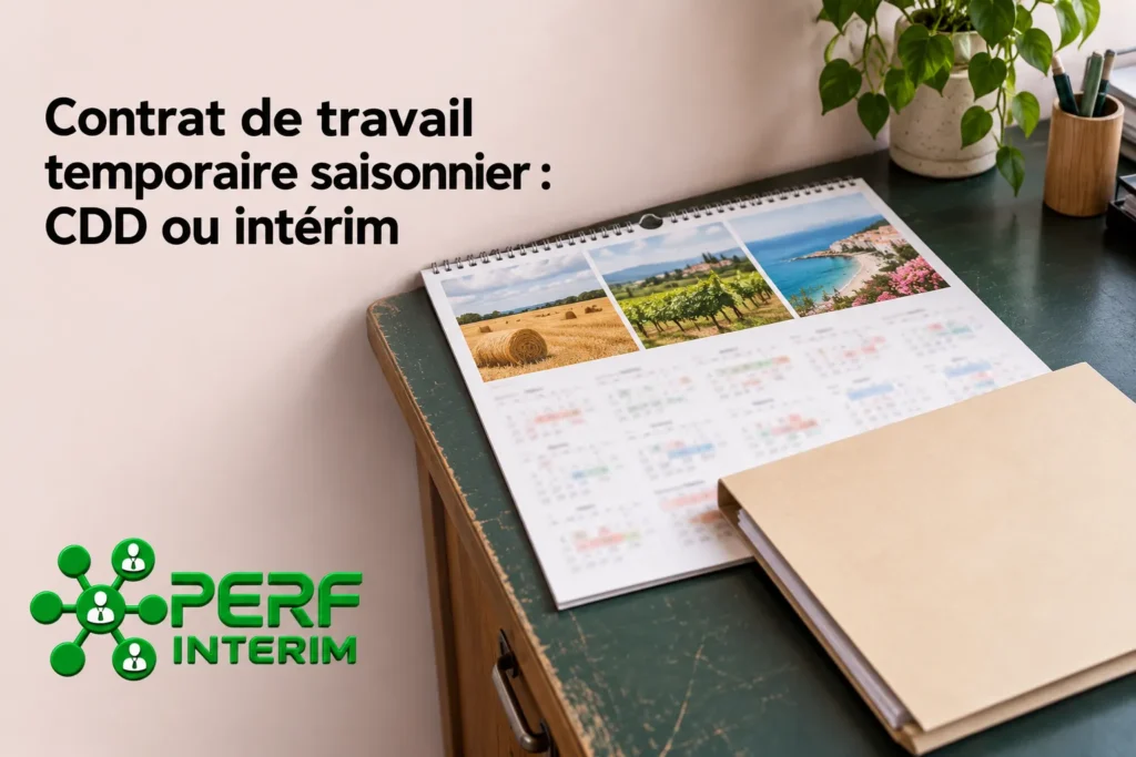 Calendrier de bureau et carnet posé sur une table à côté d’un petit pot de plantes et d’un support à crayons, illustrant le