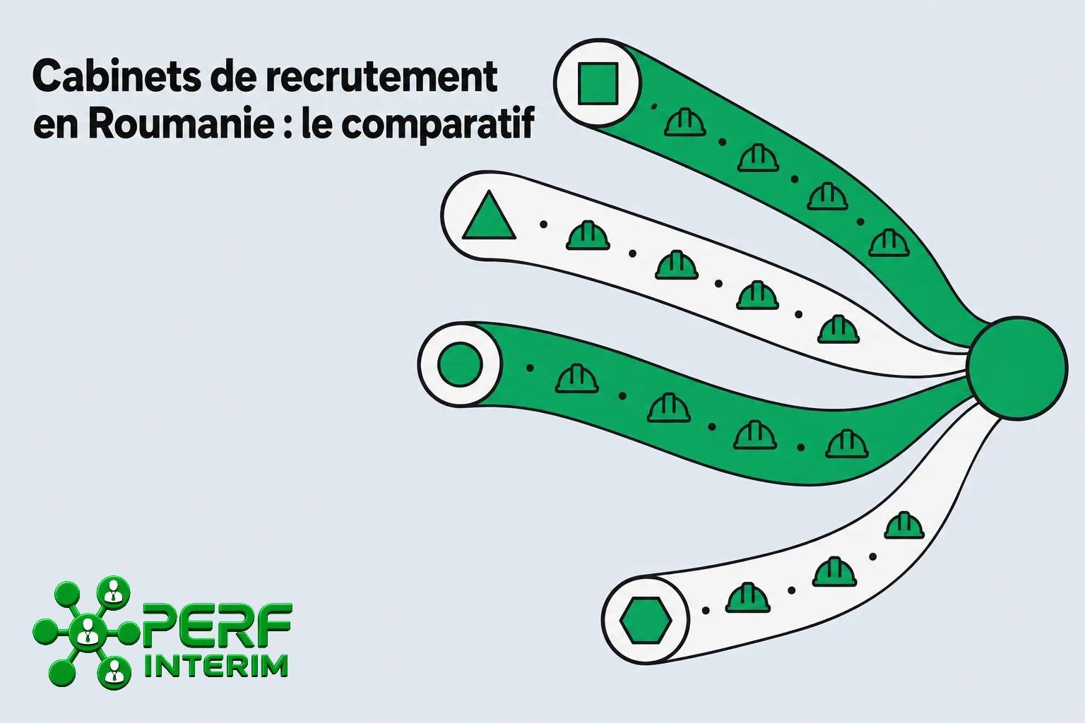 Illustration montrant des rubans vert et blanc se déployant à partir d’un point central, avec des icônes de mini-maisons et